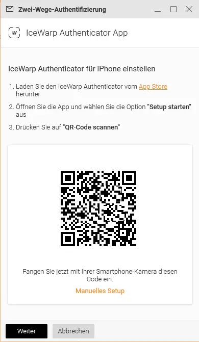 QR-Code zum Scannen mit der IceWarp Authenticator App