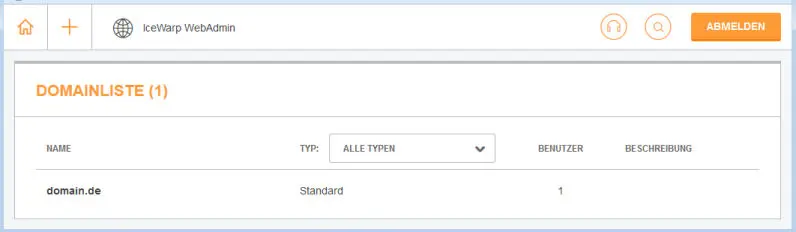 Übersichtsseite zur Verwaltung der E-Mail-Accounts nach dem Login