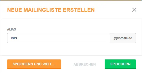Formular zum Einrichten einer neuen Mailingliste