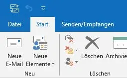 Hauptfenster von Outlook 2019