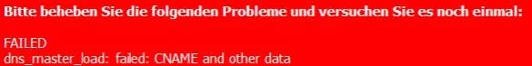 DNS-Fehlermeldung „CNAME and other data“ im Zonefileeditor